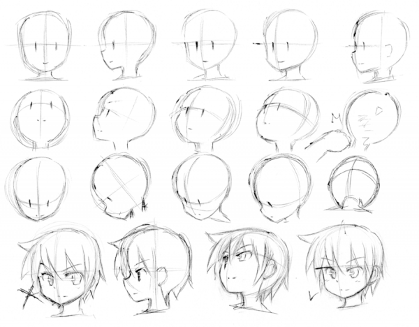 Скетчи головы аниме