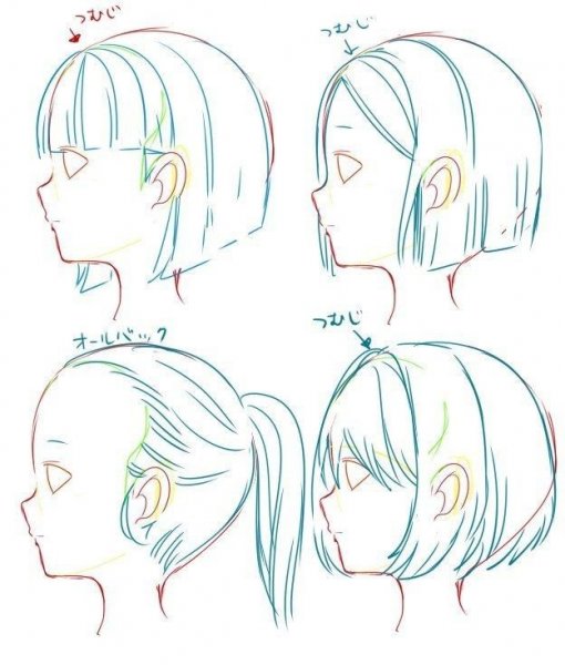 Референс волос каре аниме