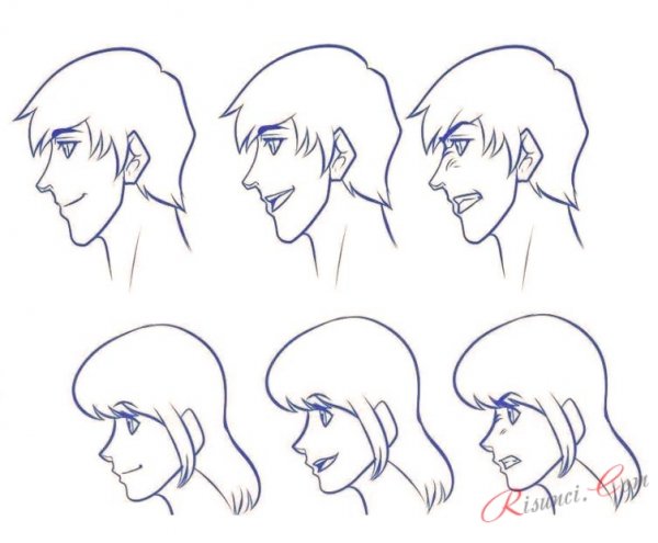 Рисование аниме лица в профиль