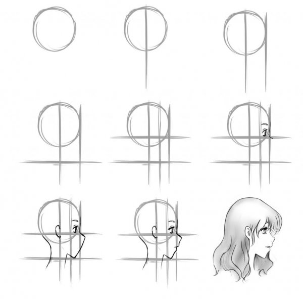 Аниме лицо в профиль