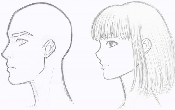 Рисование лица с боку