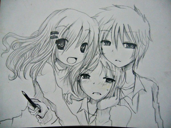 Аниме друзья карандашом