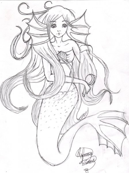 Рисунки для срисовки русалки