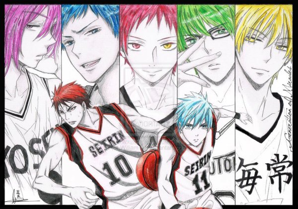 Баскетбол Куроко поколение чудес черно белое