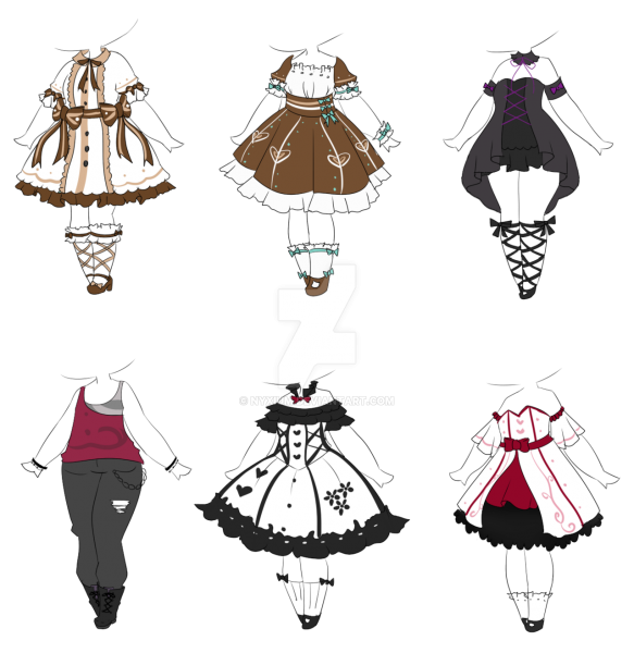 Эскизы одежды аниме