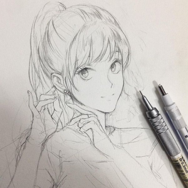 Аниме арты скетчи