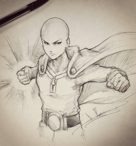 Аниме набросок Сайтама