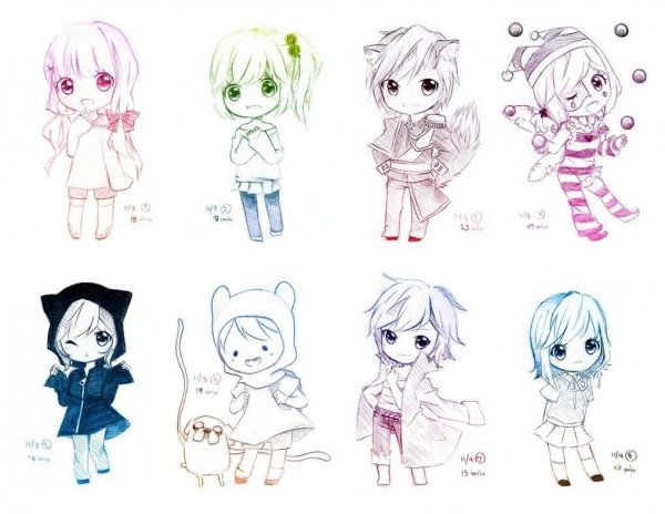 Рисунки для срисовки аниме мини