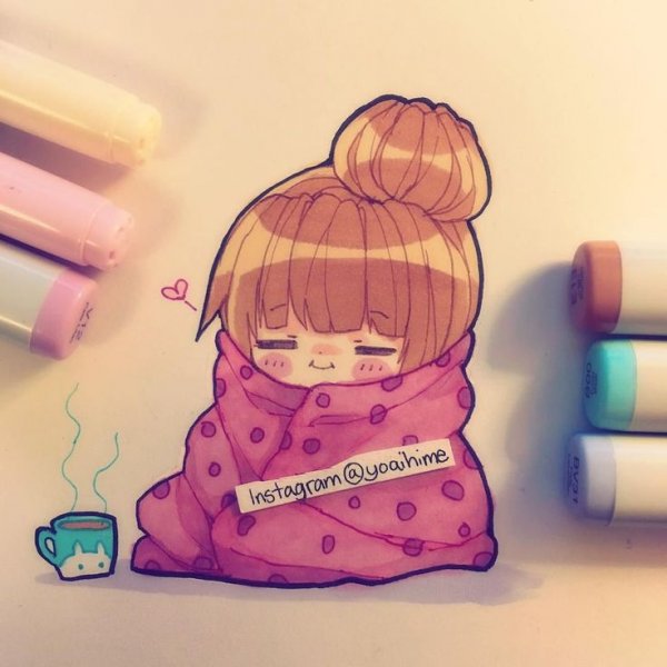 Милые рисуночки для личного дневника маркерами