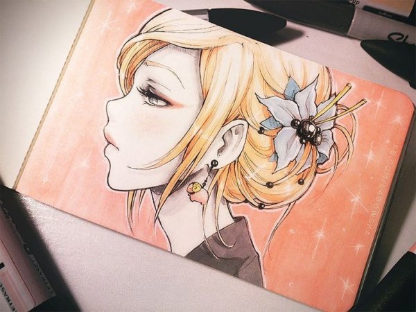 Аниме арты маркерами