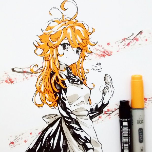 Эмма обещанный Неверленд арт Чиби