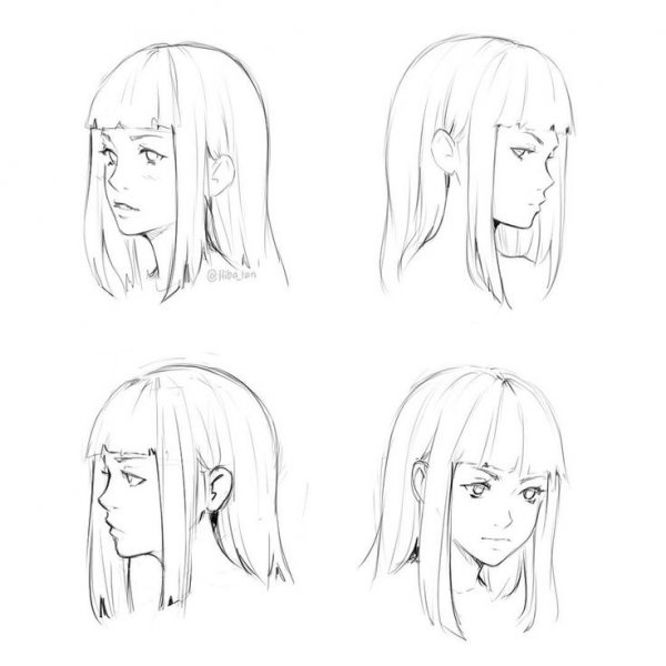 Рисование волос в профиль