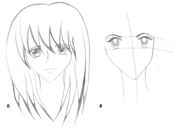 Аниме лица девушек для срисовки по этапам