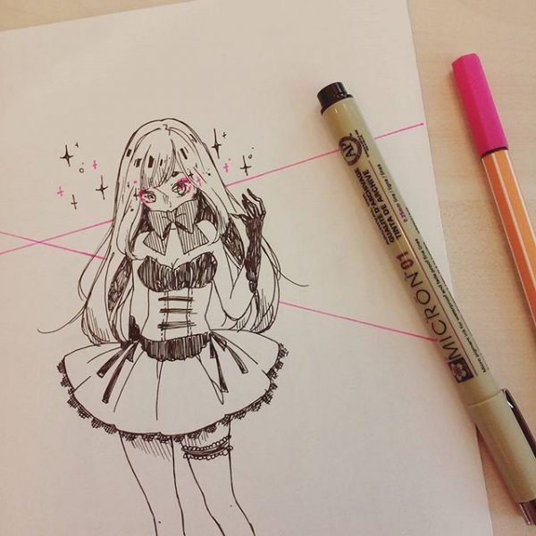 Аниме скетчи маркерами