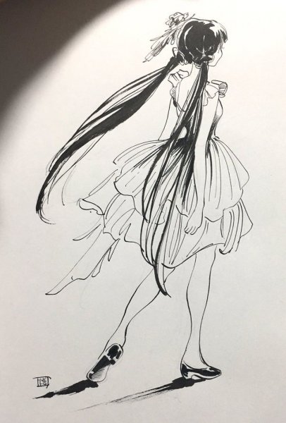 Рисунки тушью аниме