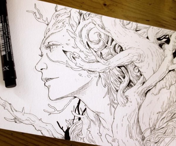 Рисования тушью мангу