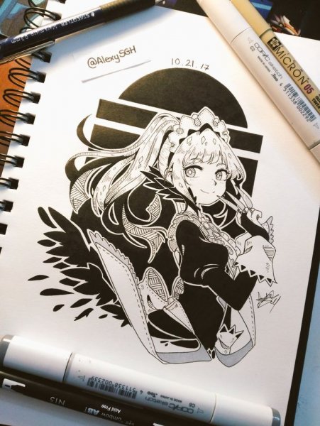 Аниме черным маркером