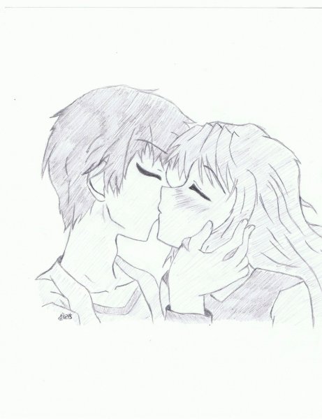 Наброски аниме поцелуи