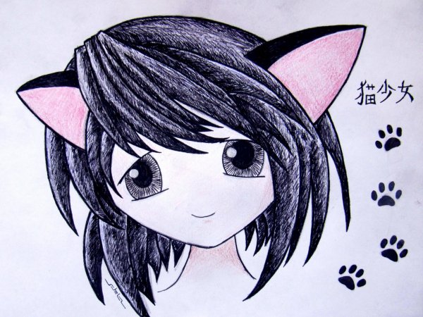 Девочка кошка для срисовки
