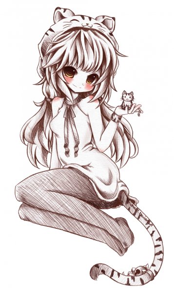 Зарисовки кошек аниме
