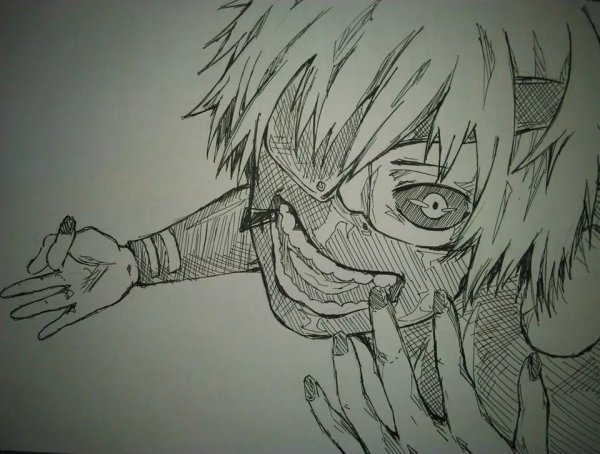 Токийский гуль Канеки Кен для срисовки