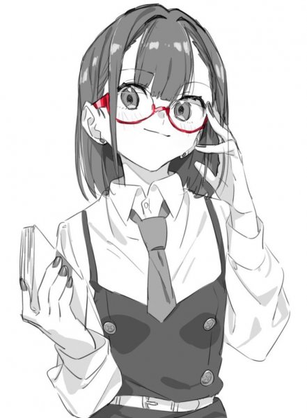 Аниме девушка поправляет очки