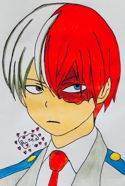 Срисовка аниме моя геройская Академия Тодороки