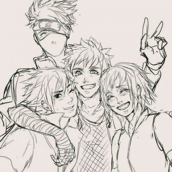 Команда 7 Наруто черно белые