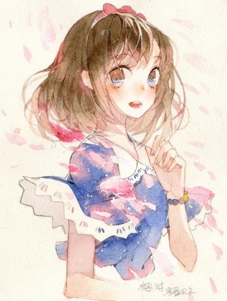 Аниме девушка акварель