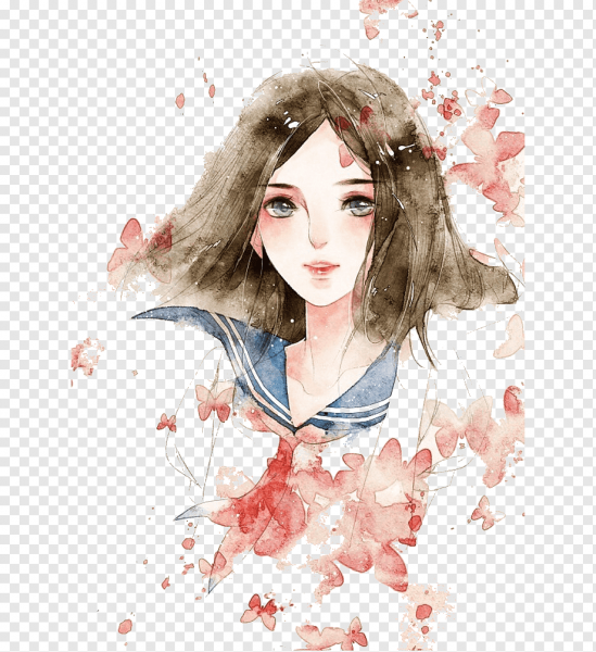 Портрет акварелью аниме