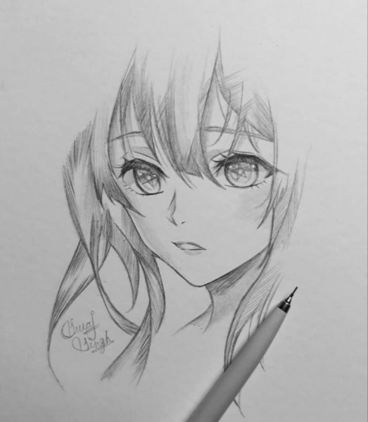 Аниме девушки карандашом