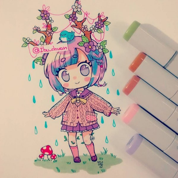 Милые девочки маркерами