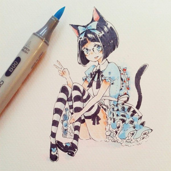 Стили рисования аниме маркерами