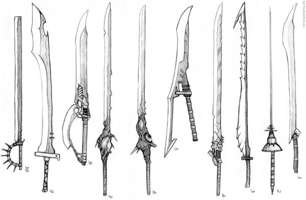 Рисование холодного оружия
