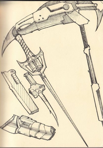 RWBY концепт арт оружия Кроу