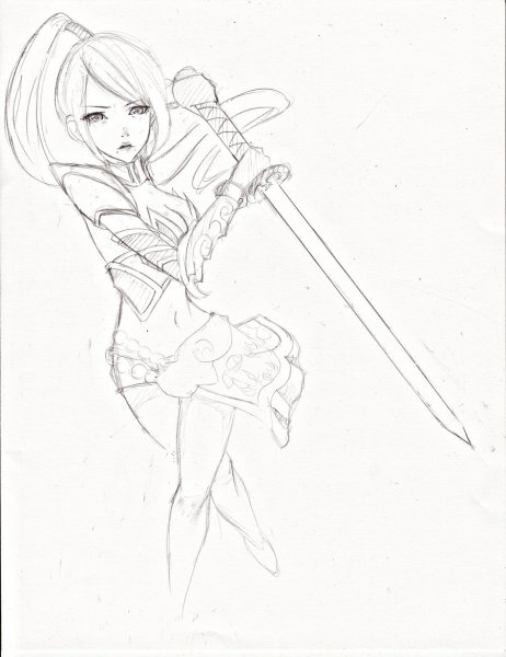 Девушка в доспехах скетч