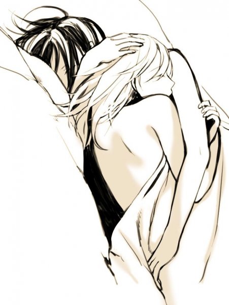 Девушки обнимаются эскиз