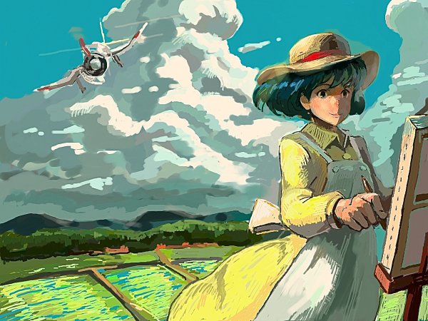 Хаяо Миядзаки ветер крепчает самолет