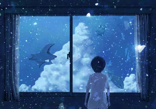 Ребенок ночью у окна