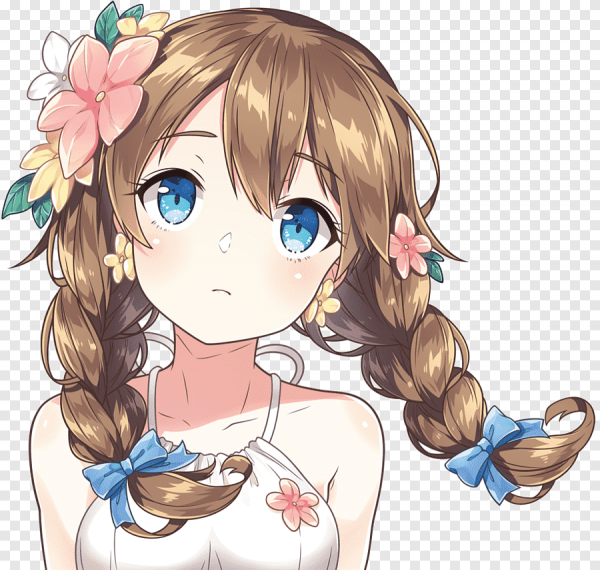 Аниме тян с косичками