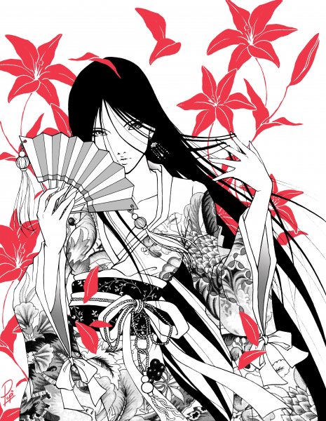 Аниме гейша и Самурай