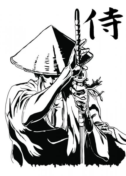 Самурай черно белый