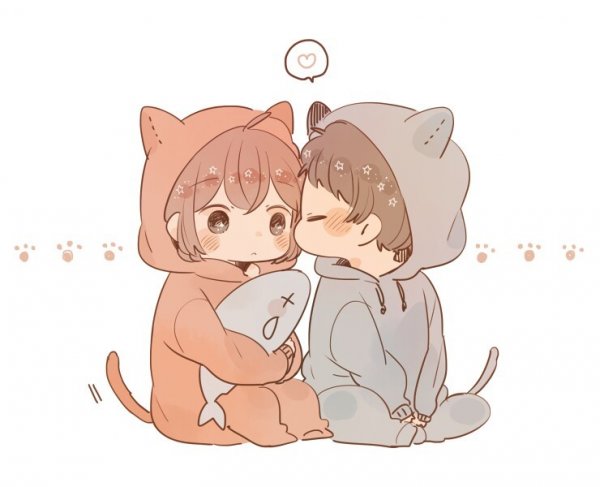 Чибики обнимаются