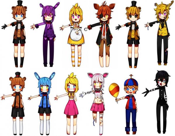 АНИМАТРОНИКИ ФНАФ люди аниме