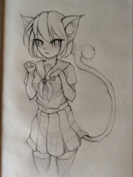 Кошкодевочки рисунок карандашом