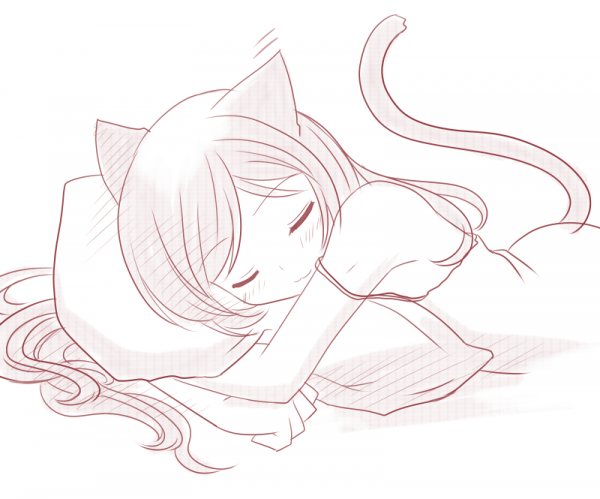 Кошкодевочка спит