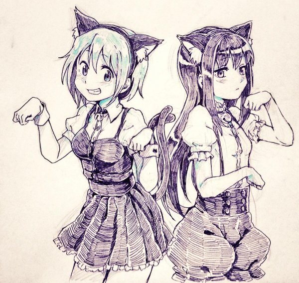 Нарисовать кошкодевочку