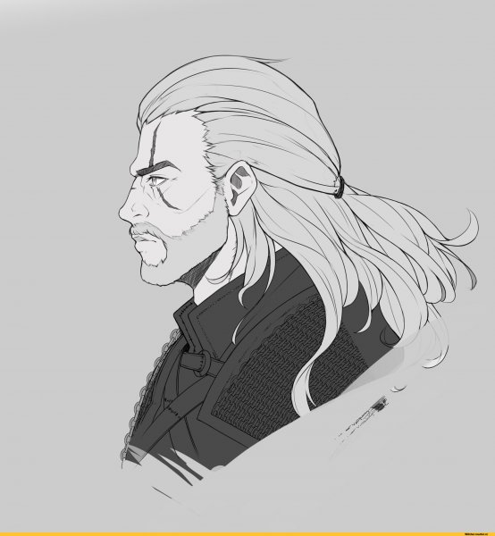 Геральт из Ривии черно белый