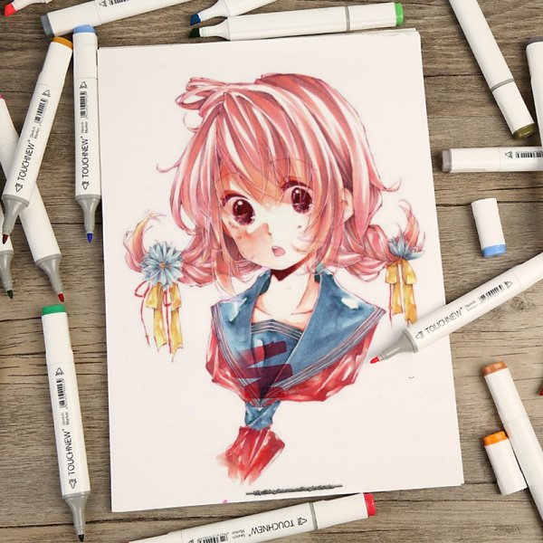 Аниме скетчи маркерами