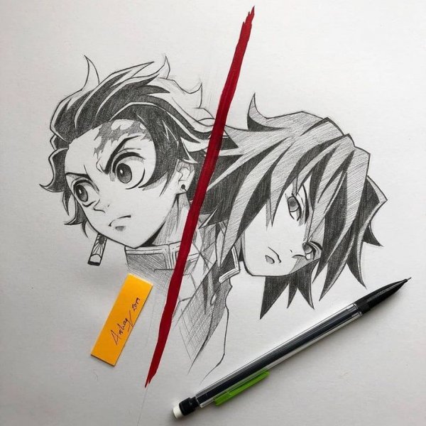 Аниме клинок рассекающий демонов для срисовки